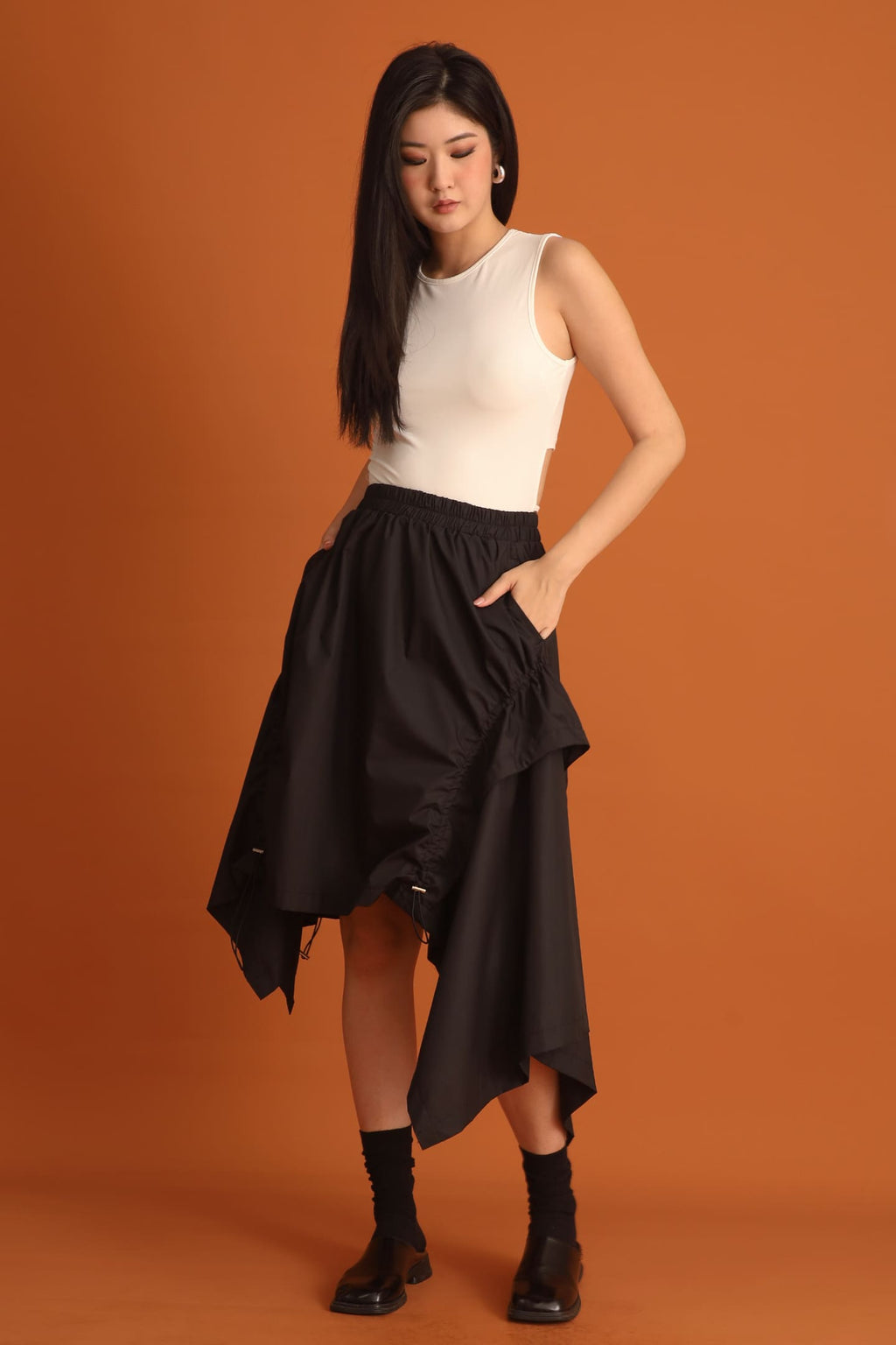CHOSEN - Shakira Asymmetrical Skirt in Black