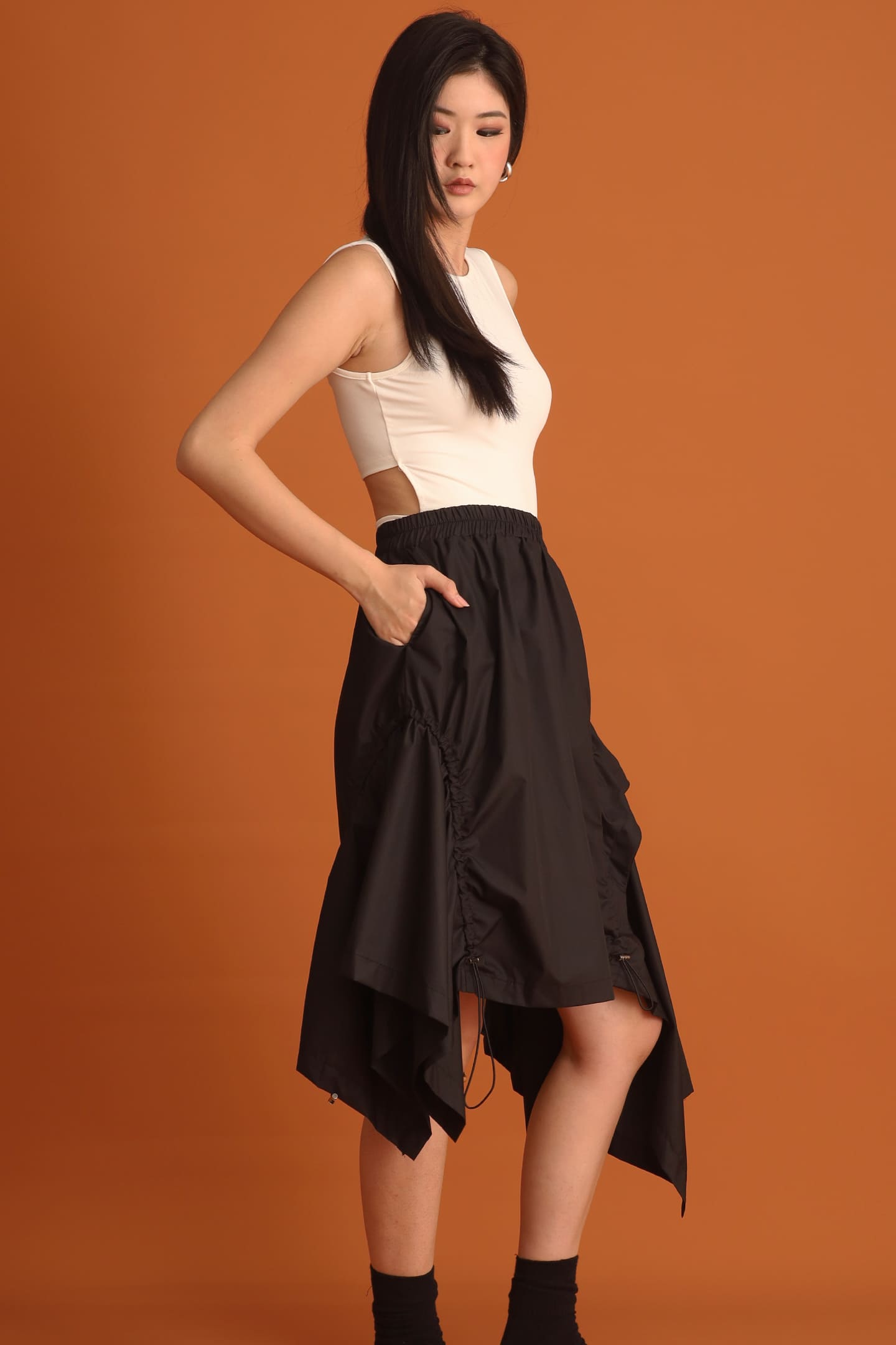 CHOSEN - Shakira Asymmetrical Skirt in Black