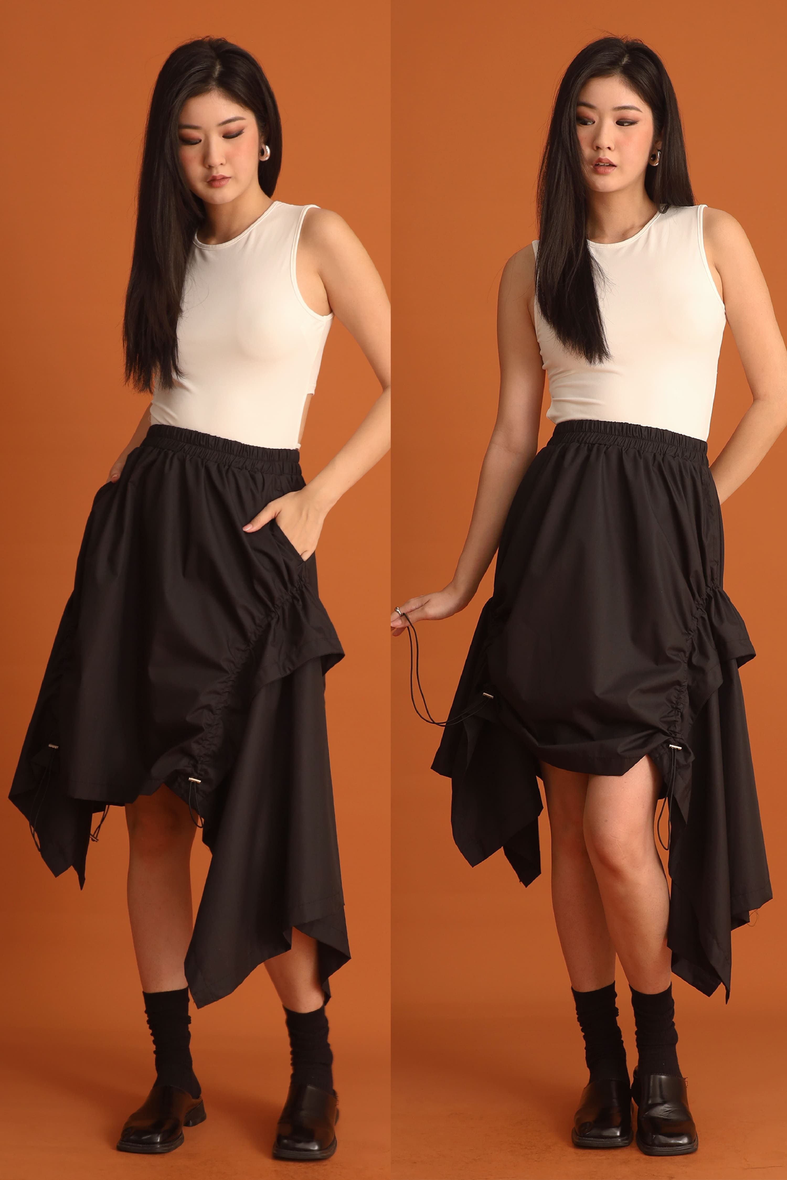 CHOSEN - Shakira Asymmetrical Skirt in Black