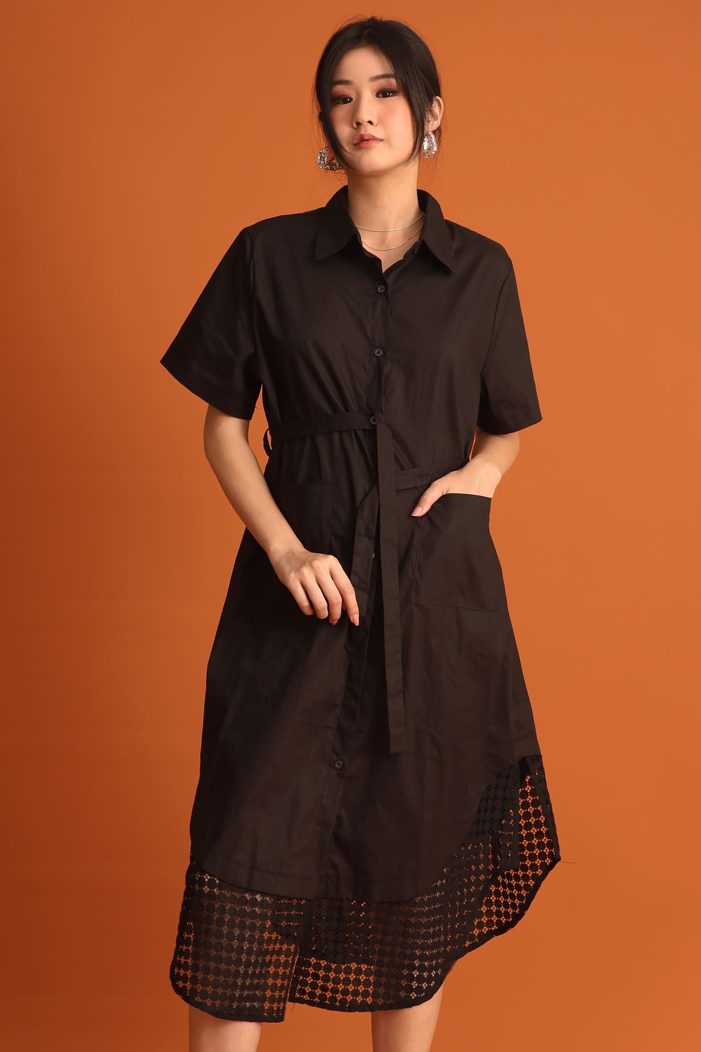 CHOSEN - Hyein Netted Dress in Black