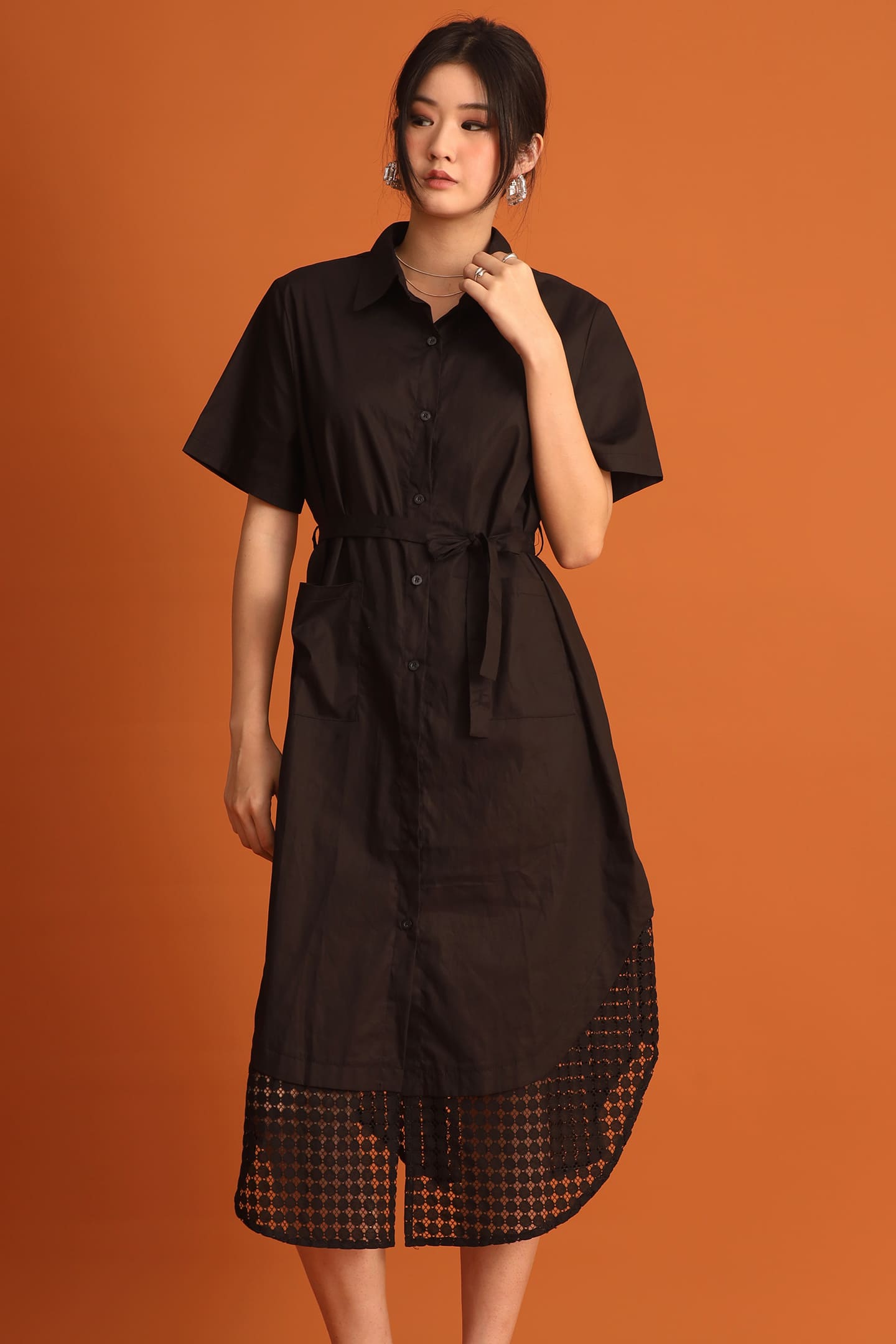 CHOSEN - Hyein Netted Dress in Black