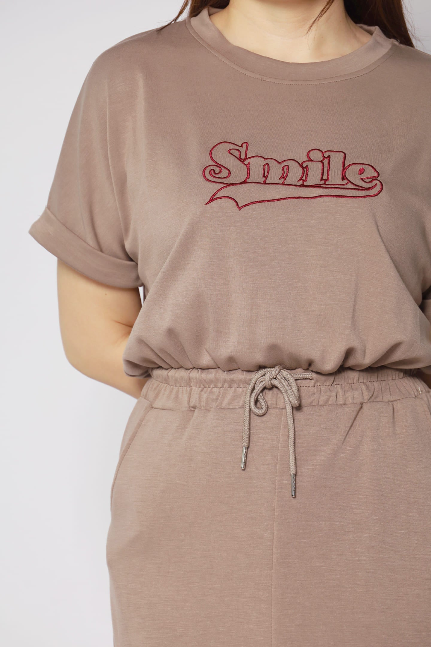 Smiling at You Dress in Khaki Brown