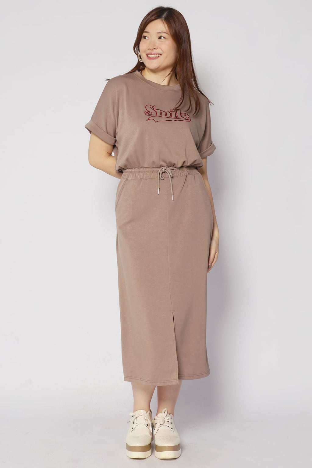 Smiling at You Dress in Khaki Brown