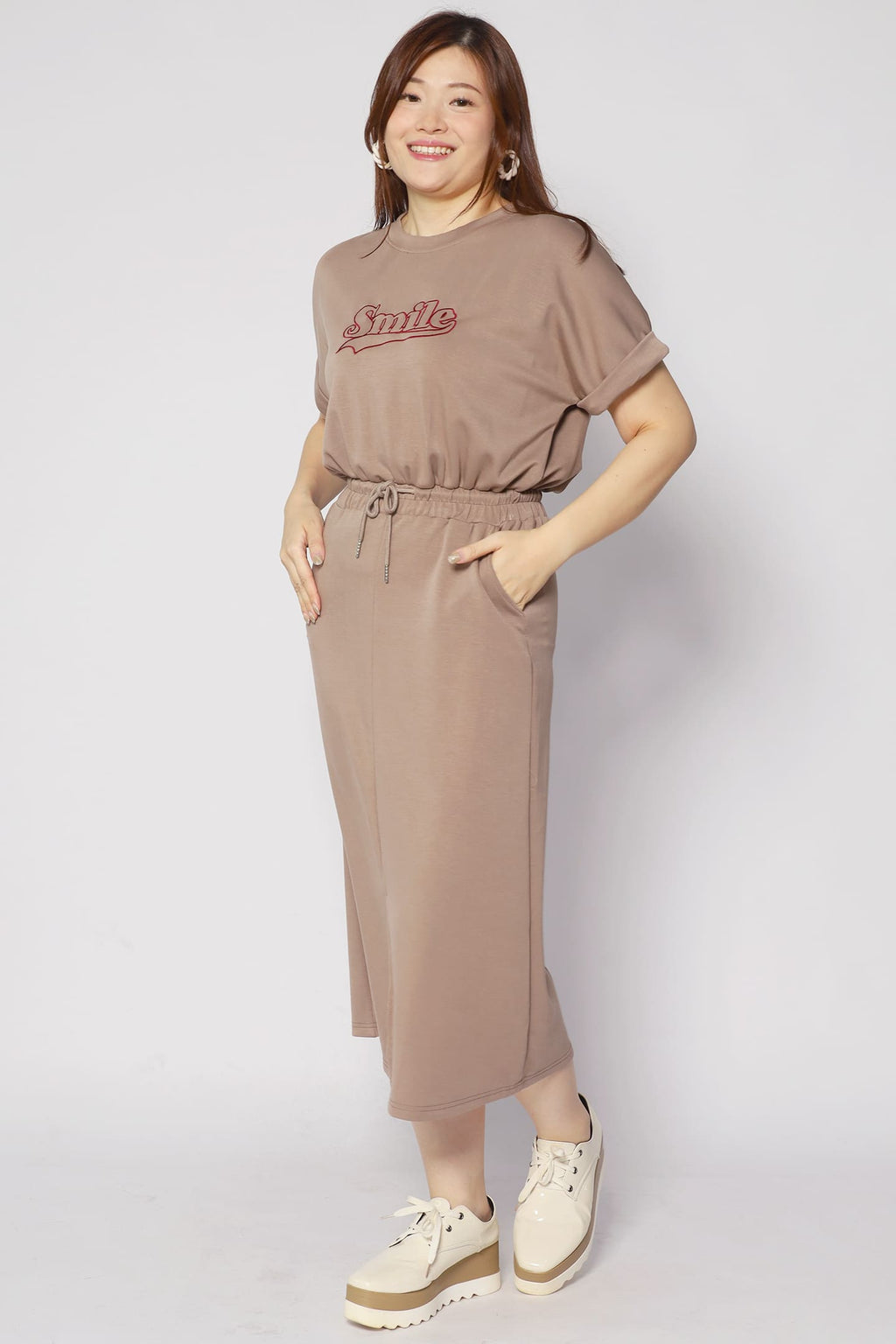 Smiling at You Dress in Khaki Brown
