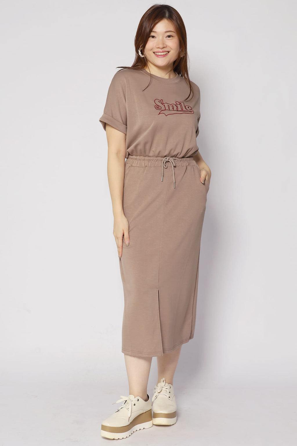 Smiling at You Dress in Khaki Brown