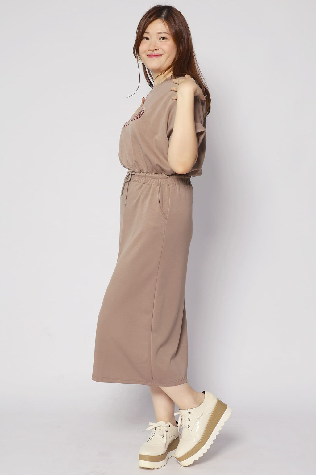 Smiling at You Dress in Khaki Brown