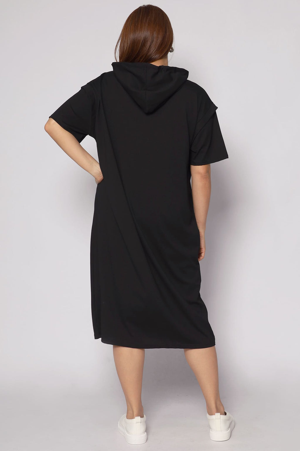 Smile For Me Hoodie Dress in Black