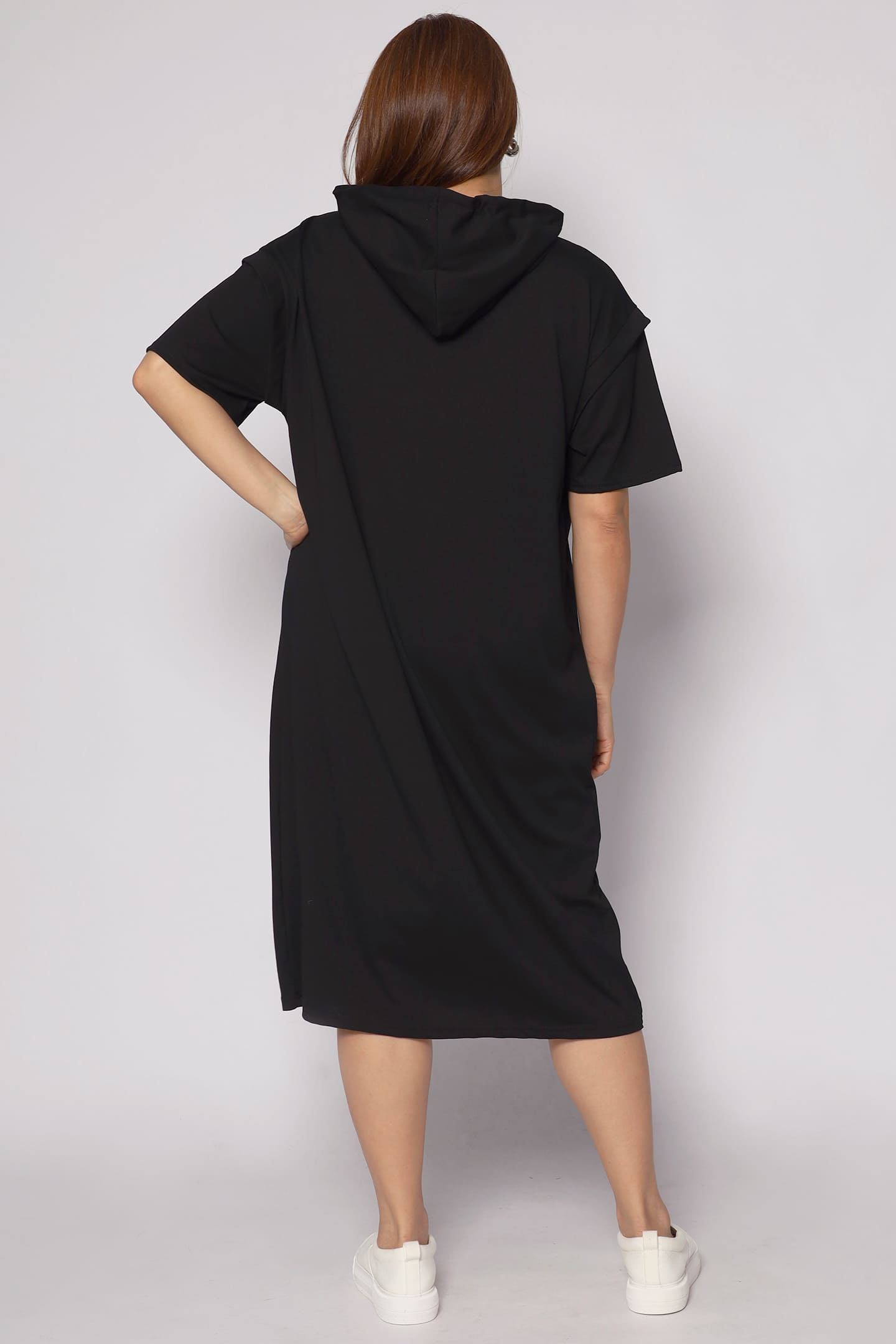 Smile For Me Hoodie Dress in Black