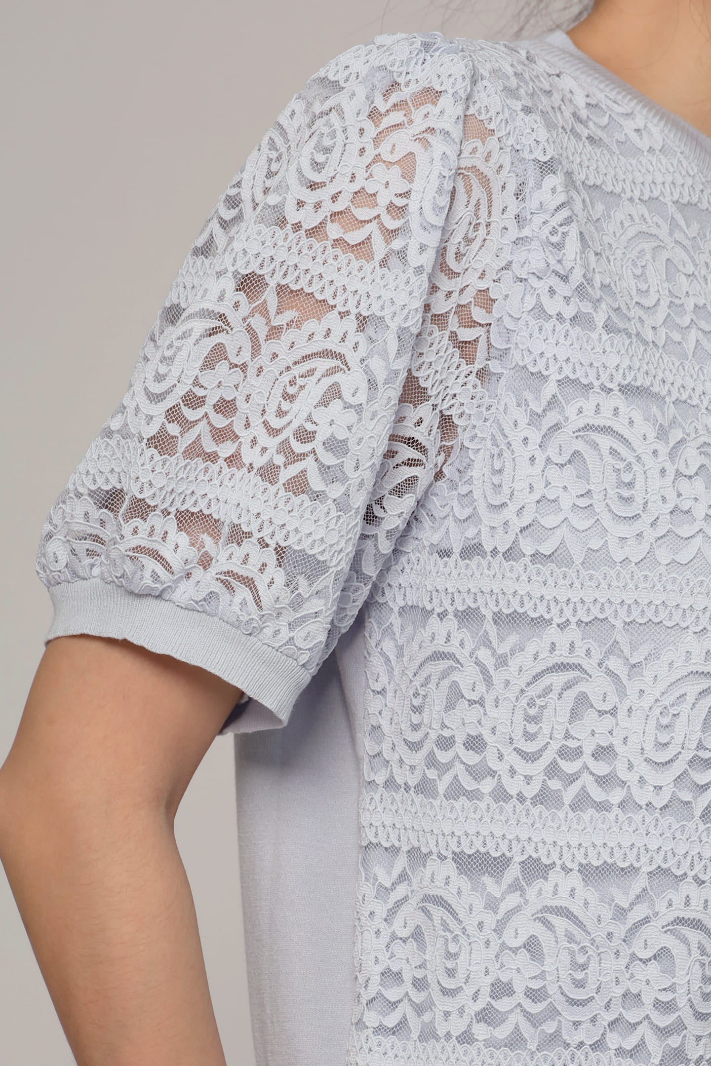 JOY - Suziki Crochet Knit Top in Baby Blue