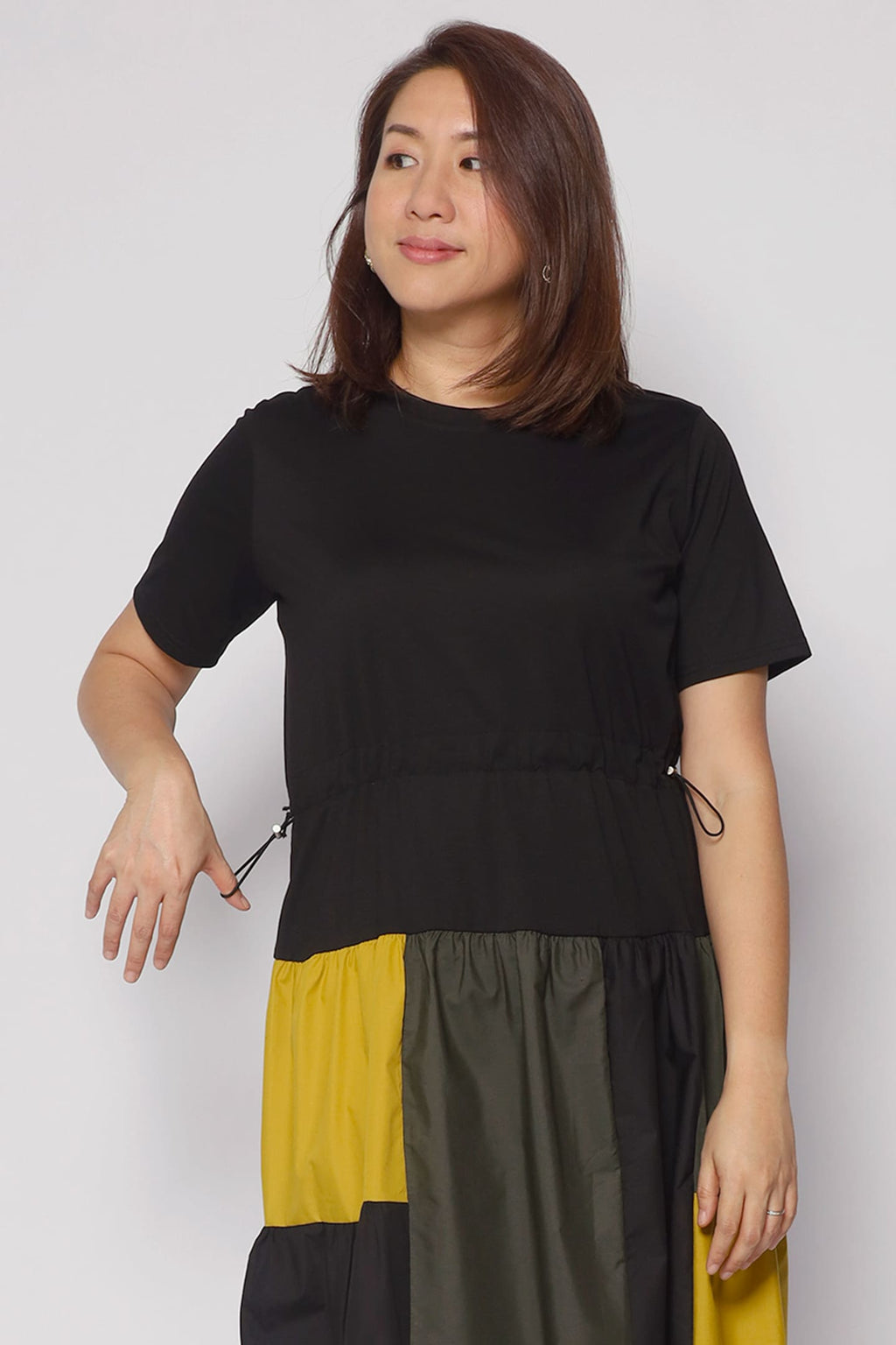 Tania Colourblock Dress in Yellow Green