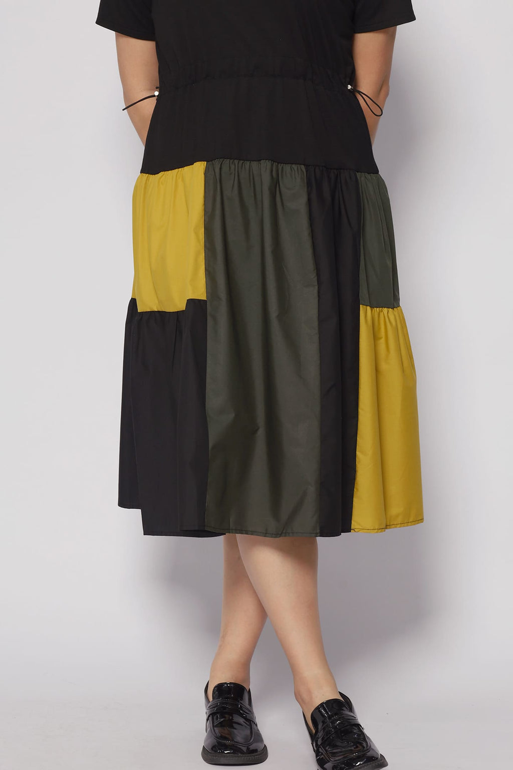 Tania Colourblock Dress in Yellow Green