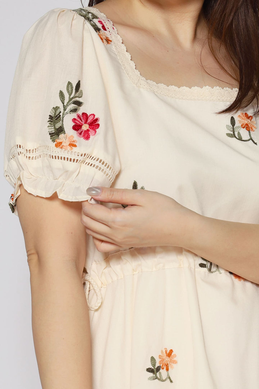 Victoria Dress in Floral Embroidery