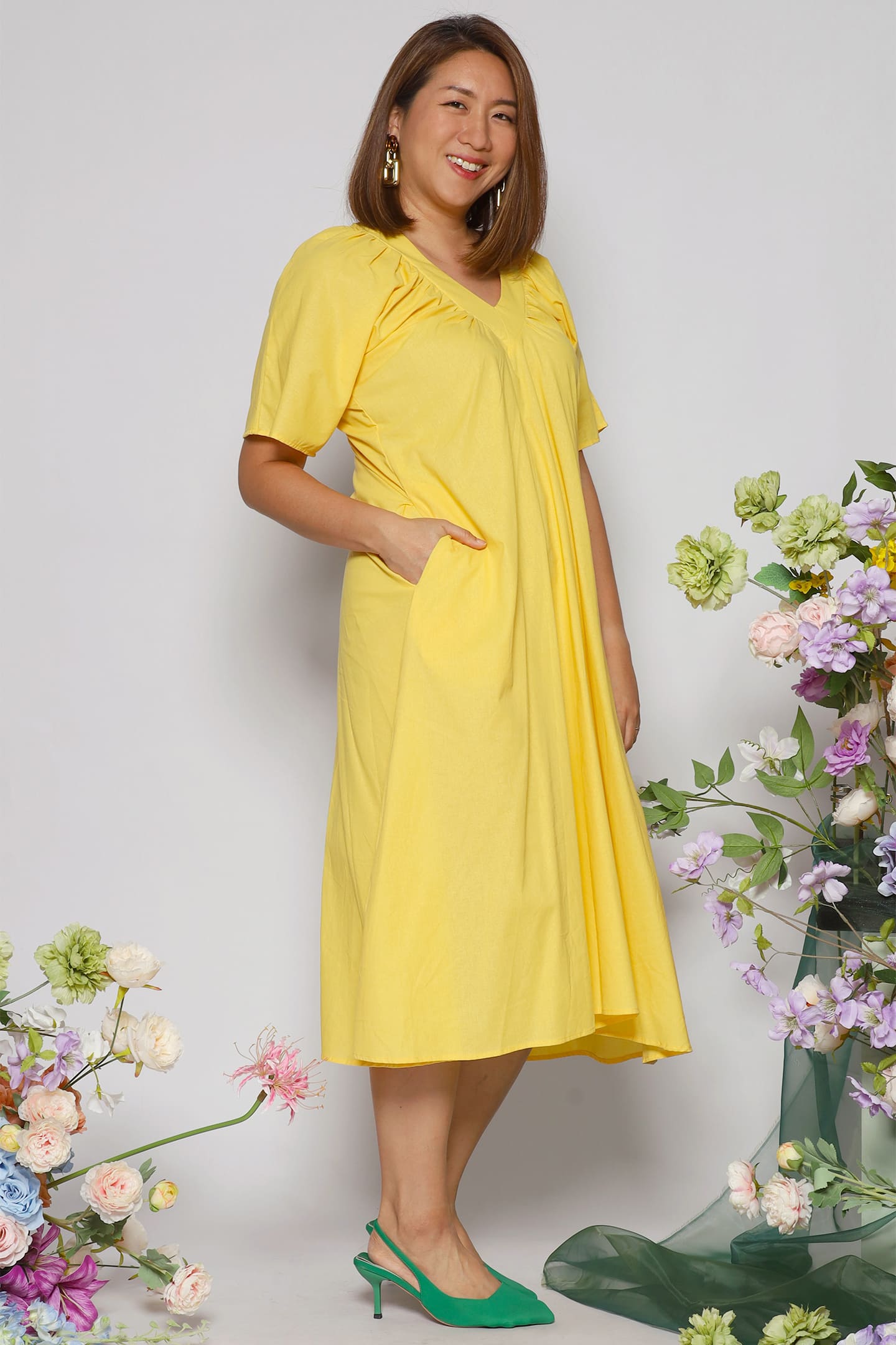 Whitney V Dress in Yellow