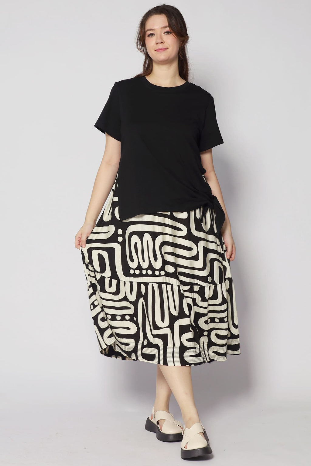 Zion Dress in B/W Abstract