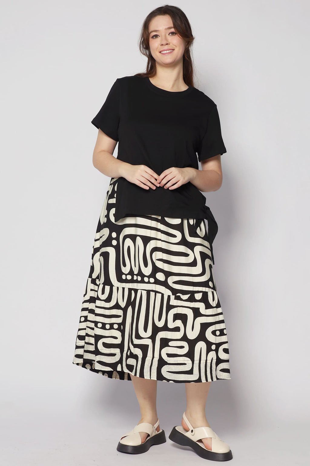 Zion Dress in B/W Abstract