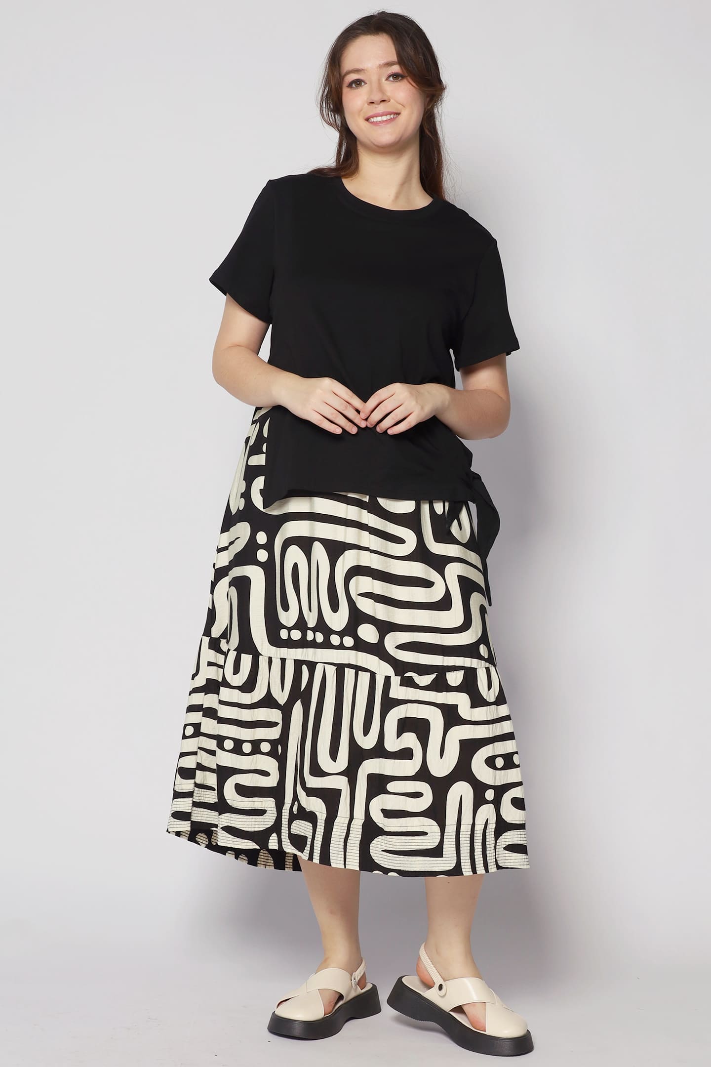 Zion Dress in B/W Abstract