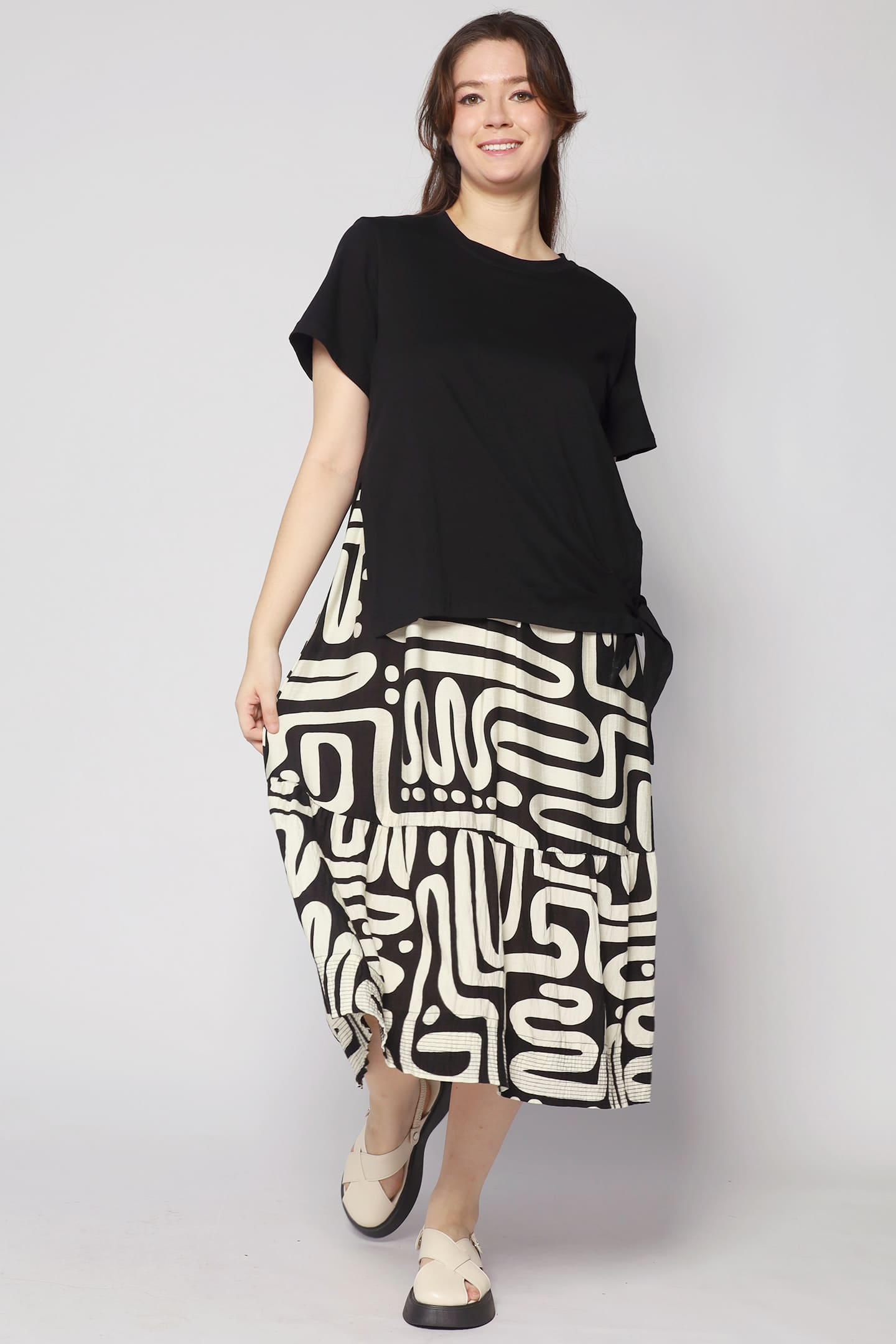 Zion Dress in B/W Abstract
